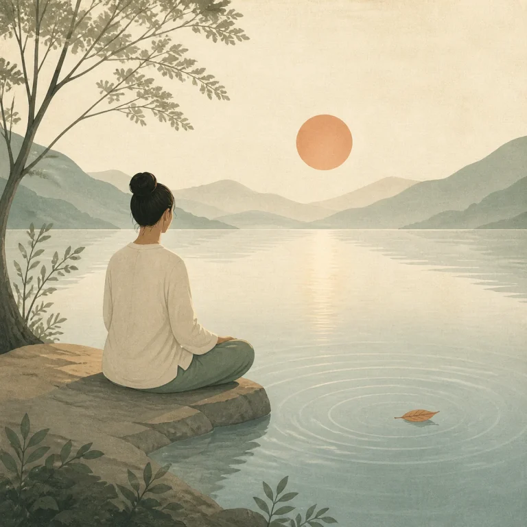 Practică zilnică de mindfulness lângă apă